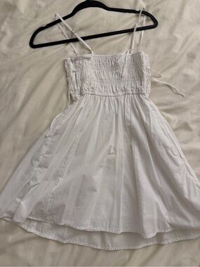Abercrombie & Fitch White Smocked Mini Sundress